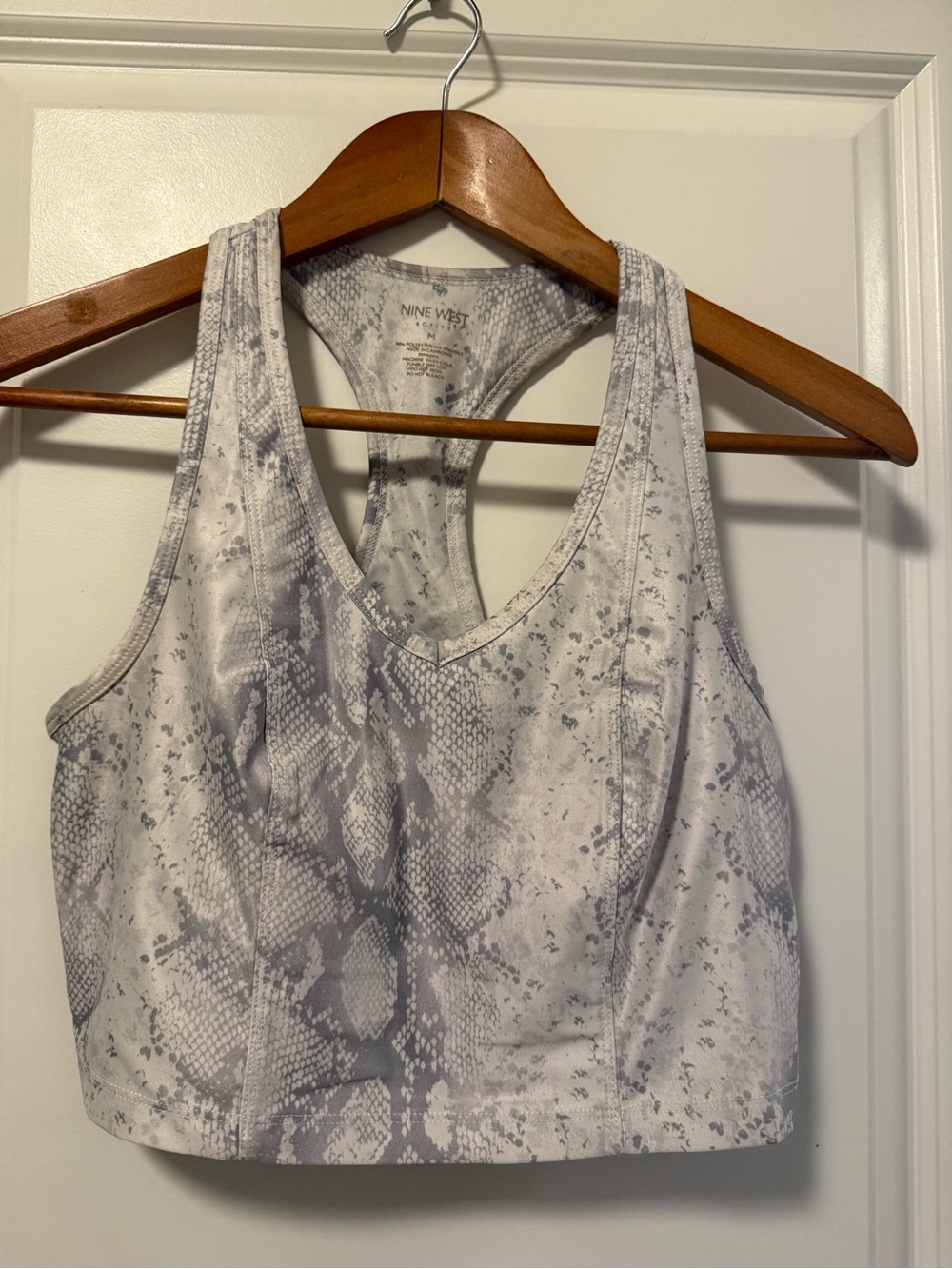 Nine West Light Gray Snake-Print Racerback Tank